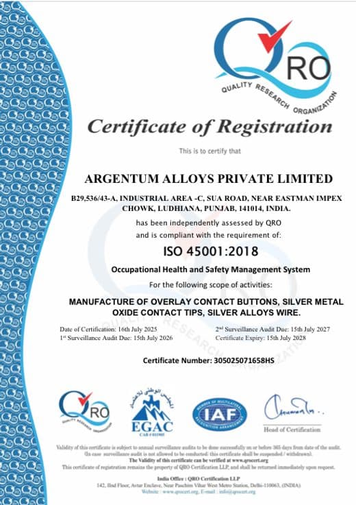 ISO 45001:2018 certificate preview